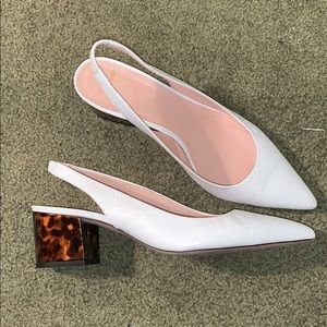 White low tortoise heels